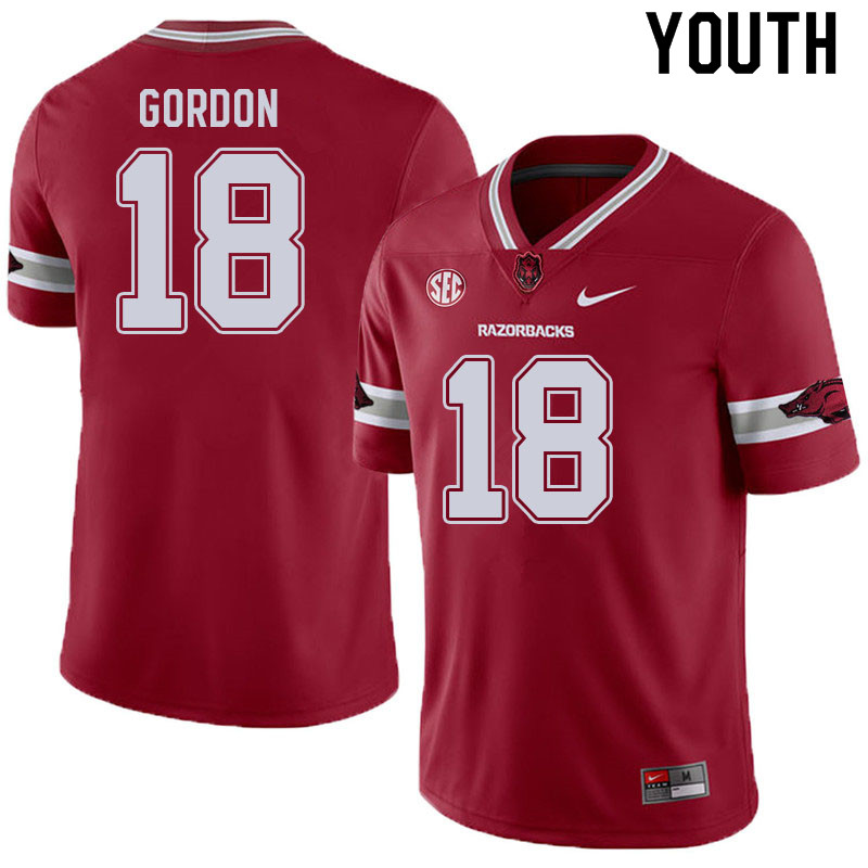 Youth #18 Trent Gordon Arkansas Razorbacks College Football Jerseys Sale-Alternate Cardinal